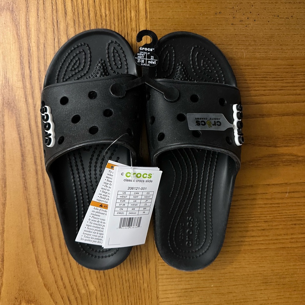 NWT CROCS Classic SLIDE BLACK Women 7 Men 5 Unisex